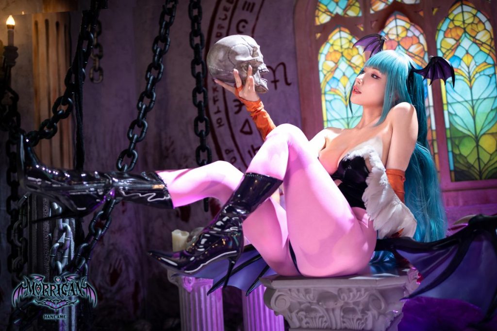 暗夜魅魔降临古堡！雨波HaneAme恶魔战士莫莉卡COS复刻魔界公主神韵